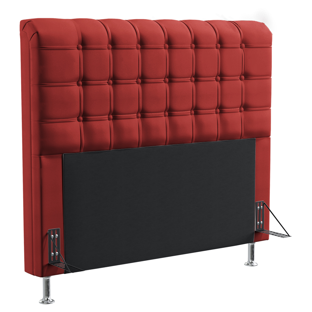 Cabeceira Rana 195 Decorativa de Cama King A-020 Couro Artificial Vermelho Aradecor