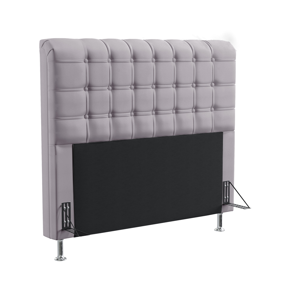 Cabeceira Rana 195 Decorativa de Cama King N-023 Veludo Cinza Claro Aradecor