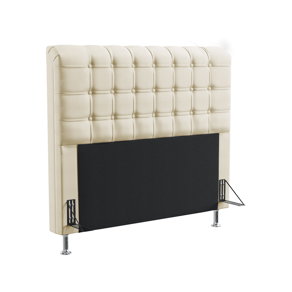 Cabeceira Rana 195 Decorativa de Cama King N-030 Veludo Bege Aradecor