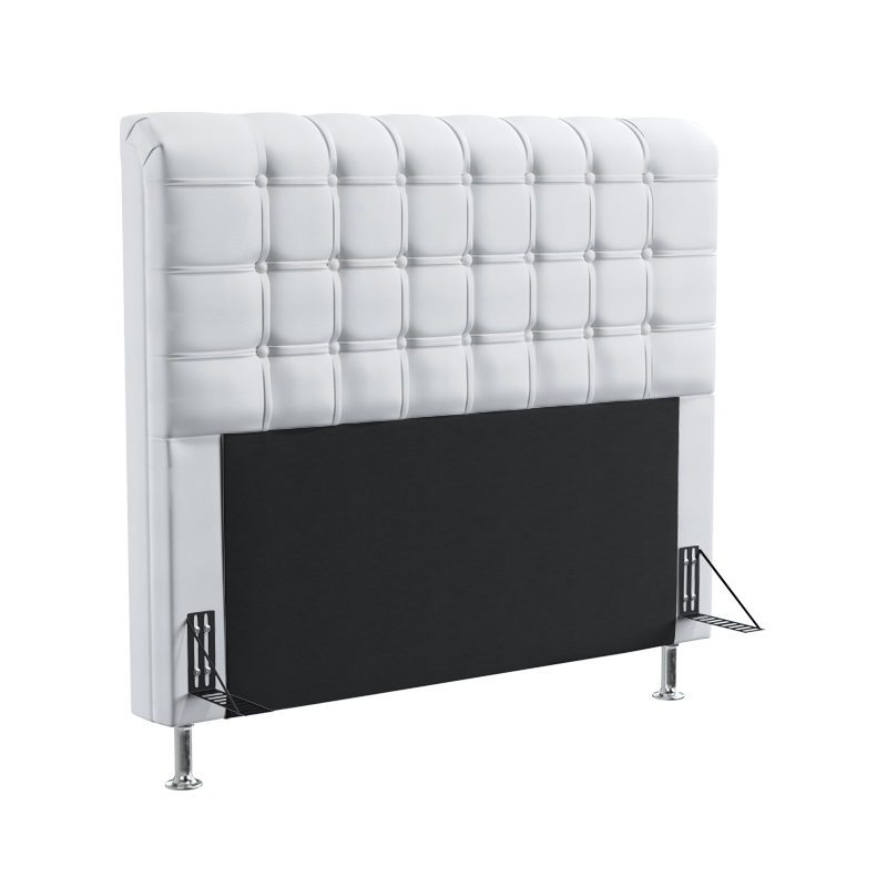 Cabeceira Rana 195 Para Cama King Couro Artificial Branco Aradecor