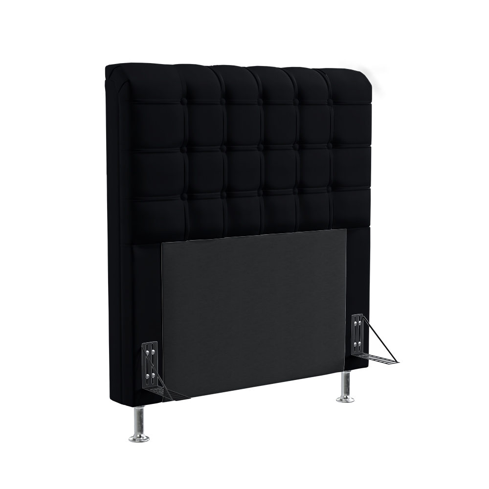 Cabeceira Rana 90 Decorativa de Cama Solteiro N-024 Veludo Preto Aradecor