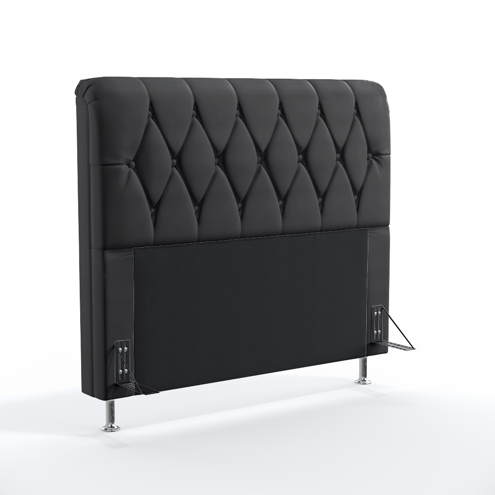 Cabeceira Sirius 140 Decorativa de Cama Casal N-022 Veludo Chumbo Aradecor