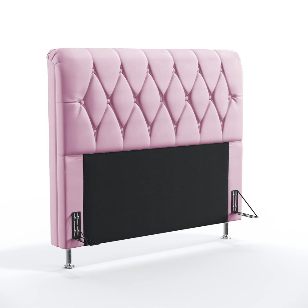 Cabeceira Sirius 140 Decorativa de Cama Casal Z-021 Sued Rosa Bebê Aradecor