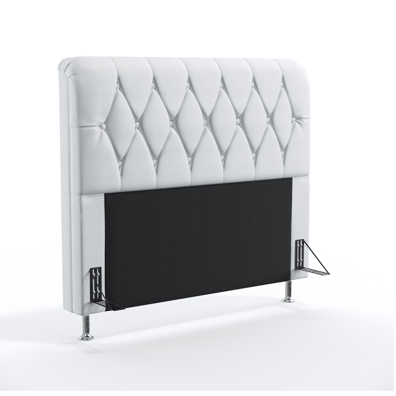 Cabeceira Sirius 140 Para Cama De Casal Couro Artificial Branco Aradecor