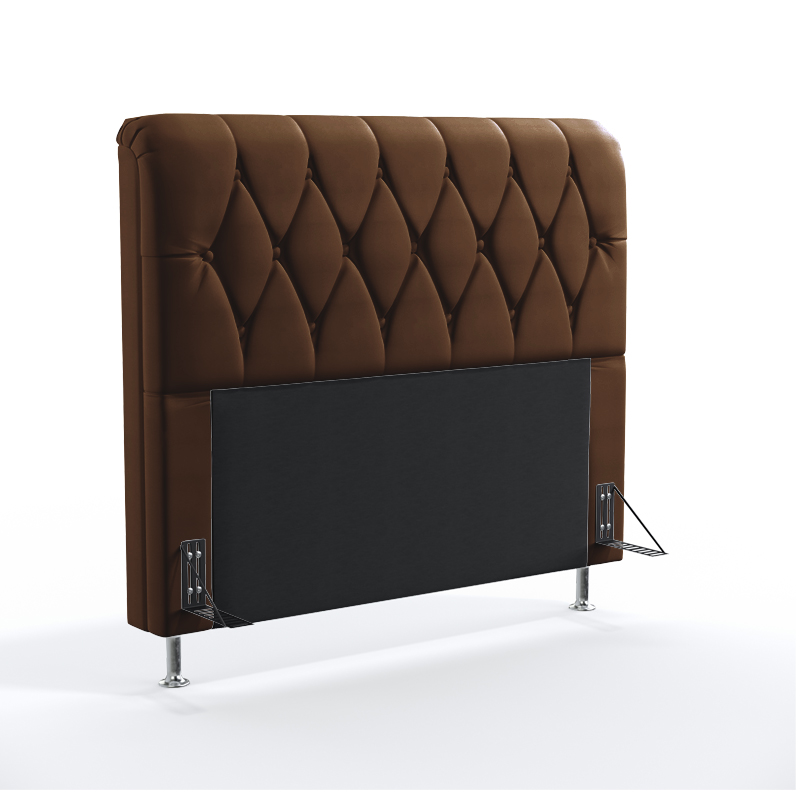 Cabeceira Sirius 160 Para Cama Queen Couro Artificial Marrom Aradecor