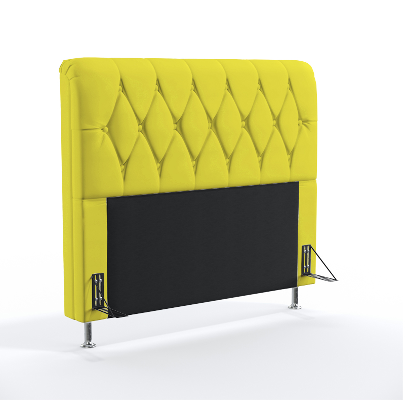Cabeceira Sirius 160 Para Cama Queen Sued Amarelo Aradecor