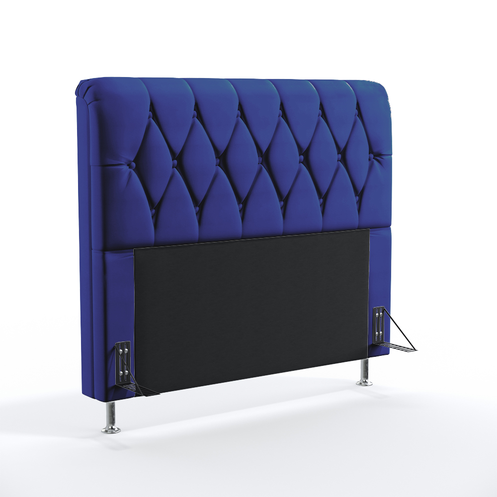 Cabeceira Sirius 195 Decorativa de Cama King A-019 Couro Artificial Azul Aradecor