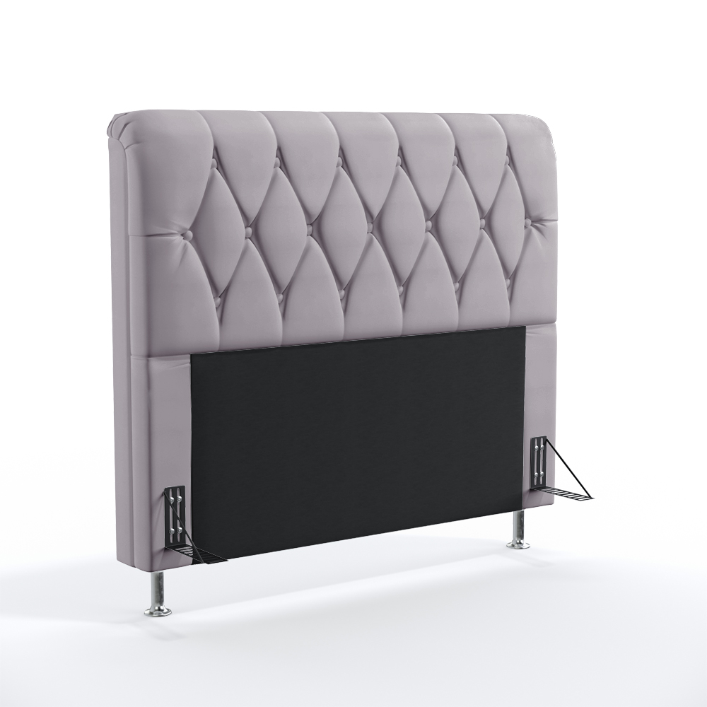 Cabeceira Sirius 195 Decorativa de Cama King N-023 Veludo Cinza Claro Aradecor