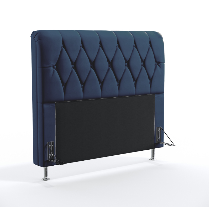 Cabeceira Sirius 195 Para Cama King Sued Azul Marinho Aradecor
