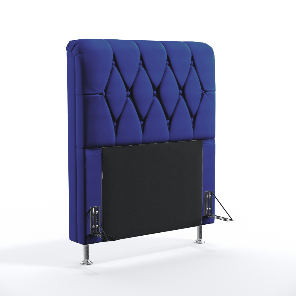 Cabeceira Sirius 90 Decorativa de Cama Solteiro A-019 Couro Artificial Azul Aradecor