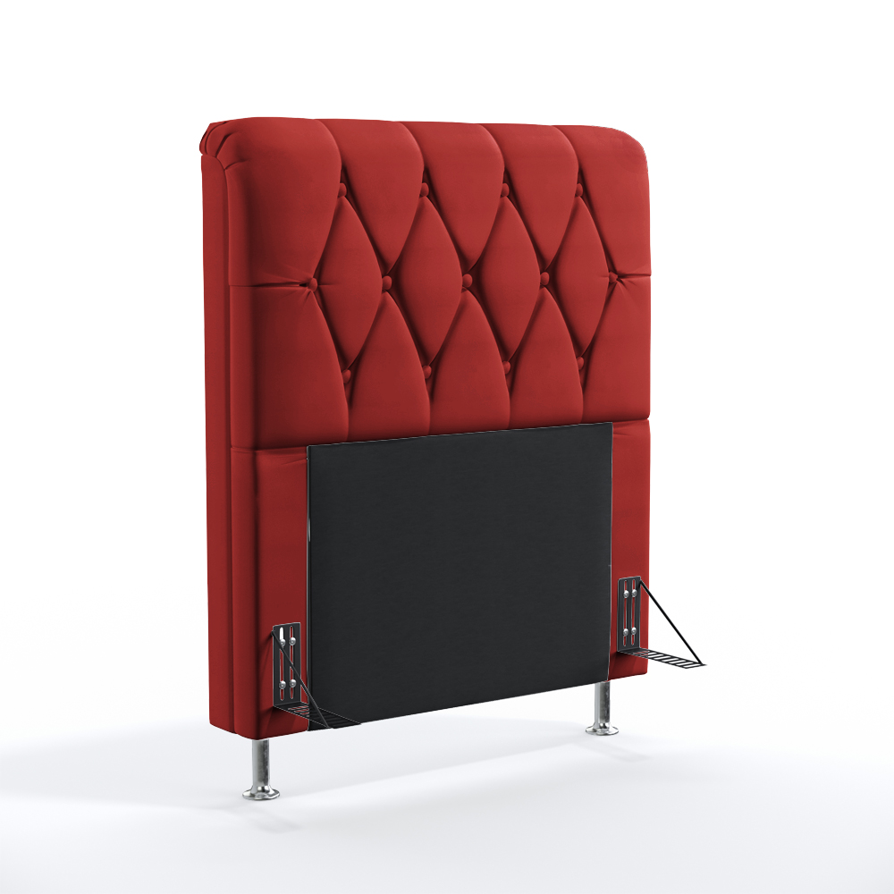 Cabeceira Sirius 90 Decorativa de Cama Solteiro A-020 Couro Artificial Vermelho Aradecor