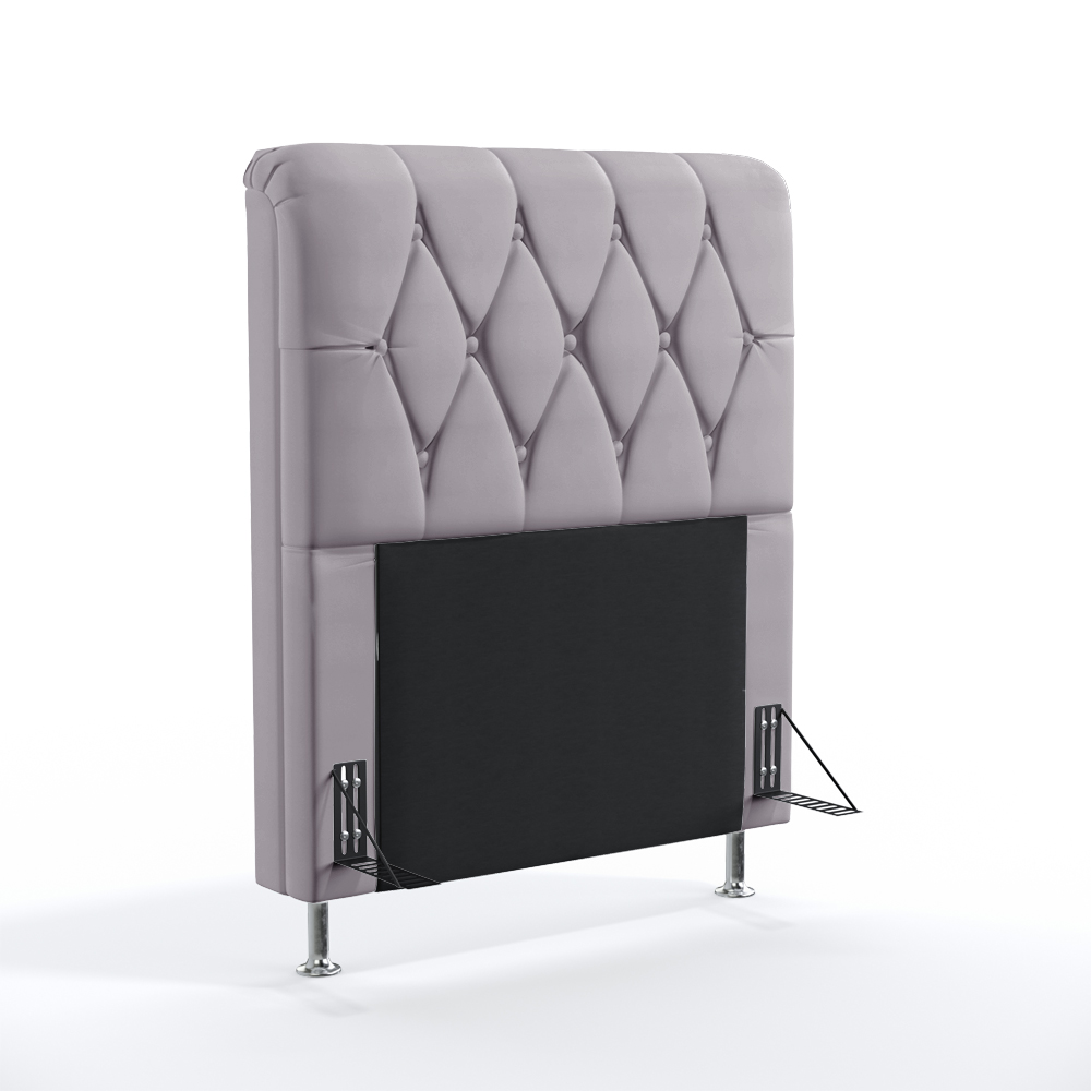Cabeceira Sirius 90 Decorativa de Cama Solteiro N-023 Veludo Cinza Claro Aradecor
