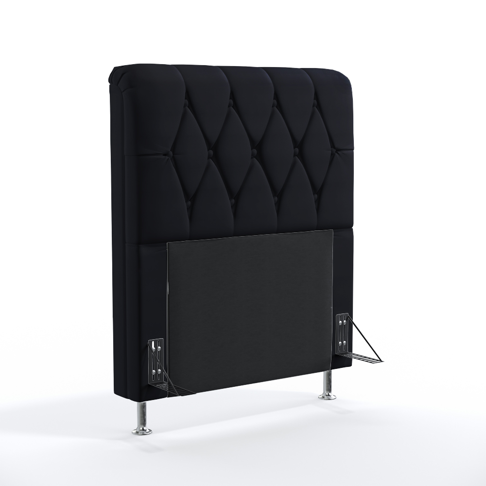 Cabeceira Sirius 90 Decorativa de Cama Solteiro N-024 Veludo Preto Aradecor