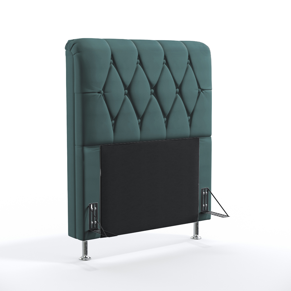 Cabeceira Sirius 90 Decorativa de Cama Solteiro N-032 Veludo Verde Petróleo Aradecor