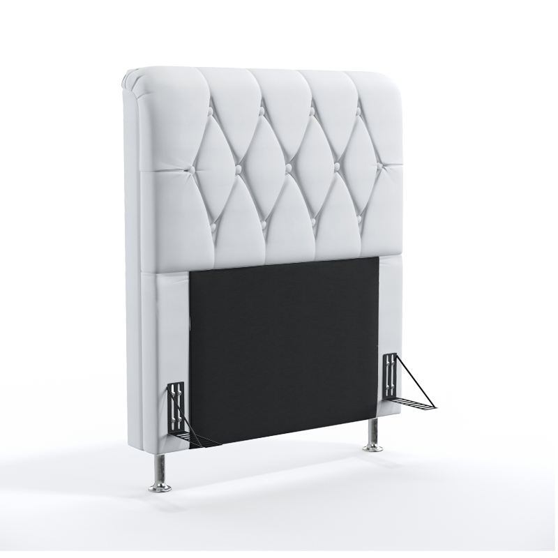 Cabeceira Sirius 90 Para Cama De Solteiro Couro Artificial Branco Aradecor