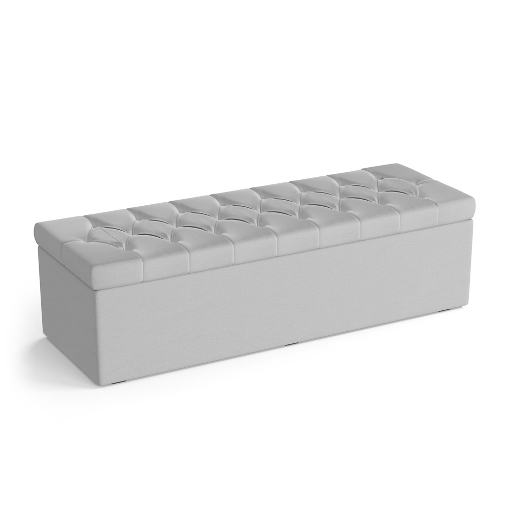Calçadeira Sagitarius 140 Para Cama De Casal Couro Artificial Branco Aradecor