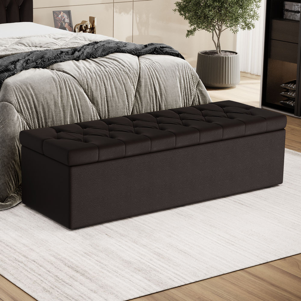 Calçadeira Sagitarius 140 Para Cama De Casal Couro Artificial Marrom Aradecor