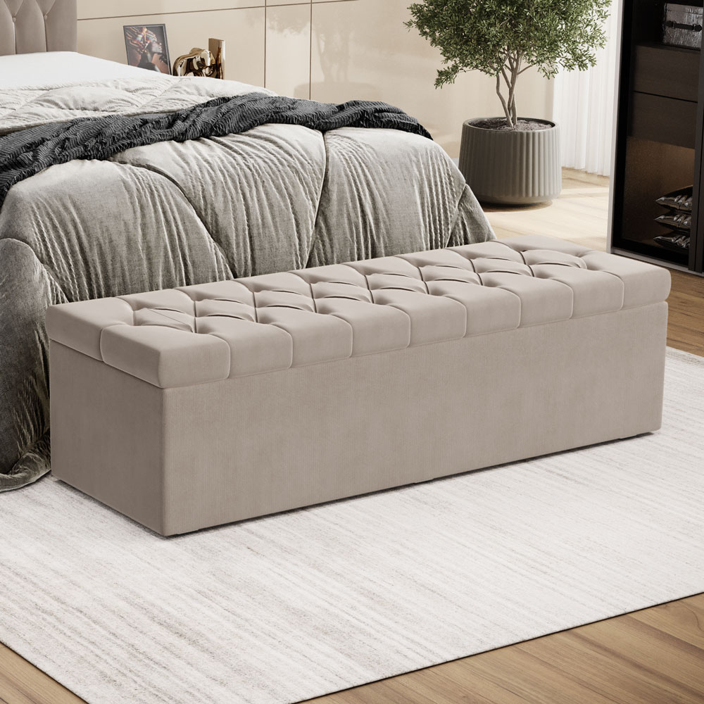 Calçadeira Sagitarius 140 Para Cama De Casal Sued Bege Aradecor