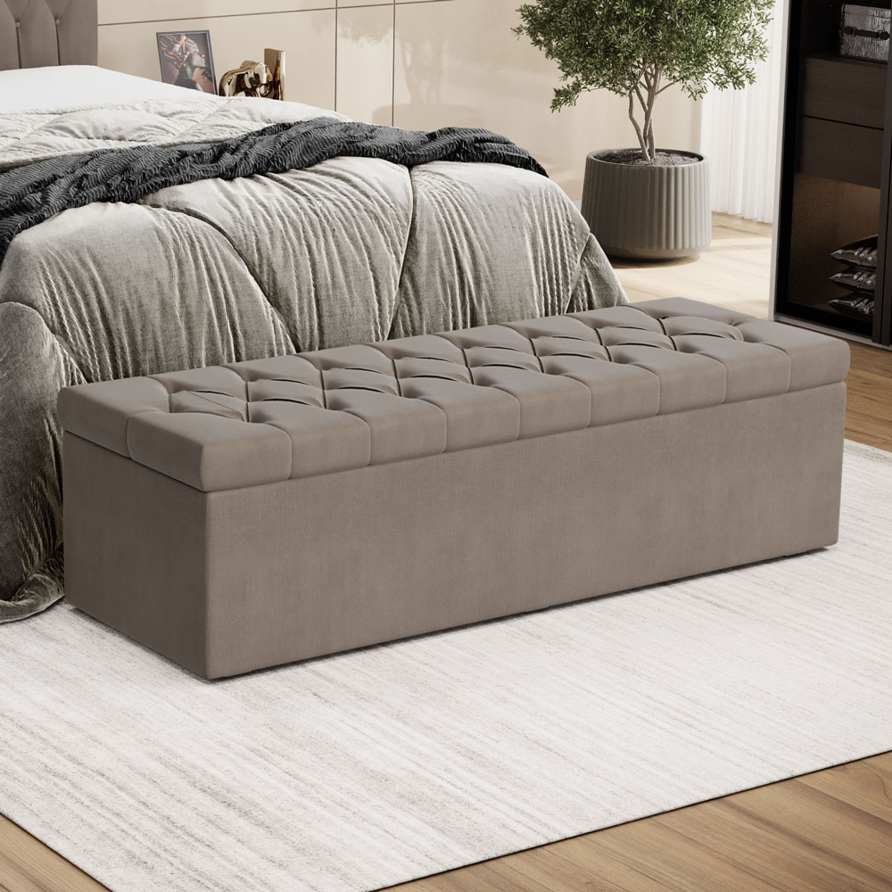 Calçadeira Sagitarius 140 Para Cama De Casal Sued Capuccino Aradecor
