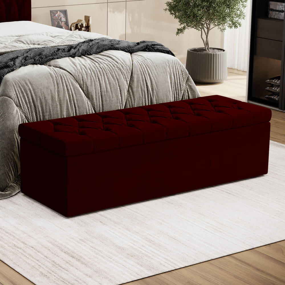 Calçadeira Sagitarius 140 Para Cama de Casal Sued Bordô Aradecor