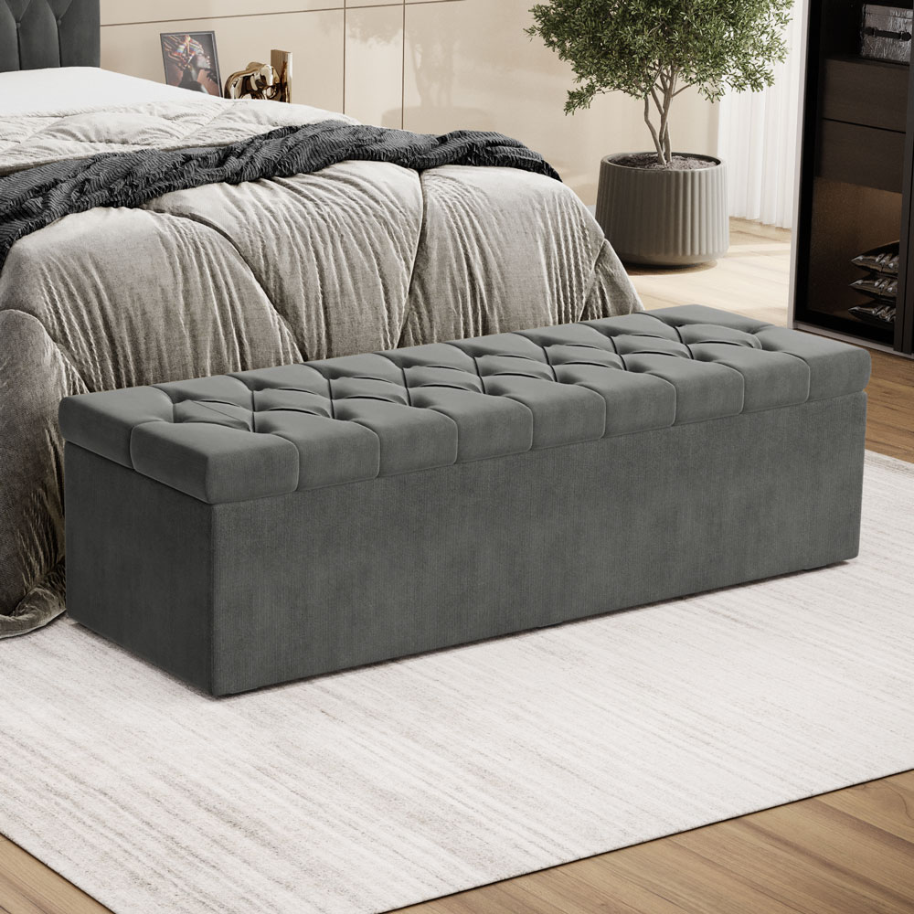 Calçadeira Sagitarius 140 Para Cama de Casal Sued Cinza Aradecor