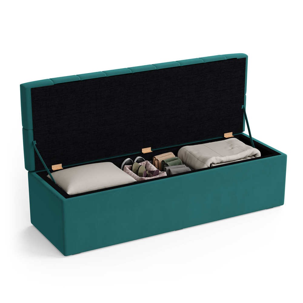 Calçadeira Sagitarius 140 Para Cama de Casal Suede Azul Turquesa Aradecor