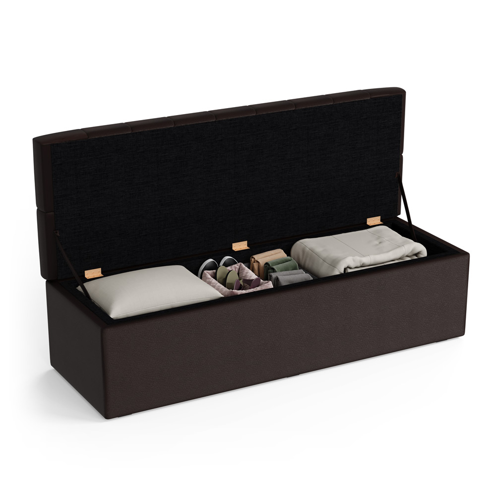 Calçadeira Sagitarius 160 Para Cama Queen Couro Artificial Marrom Aradecor
