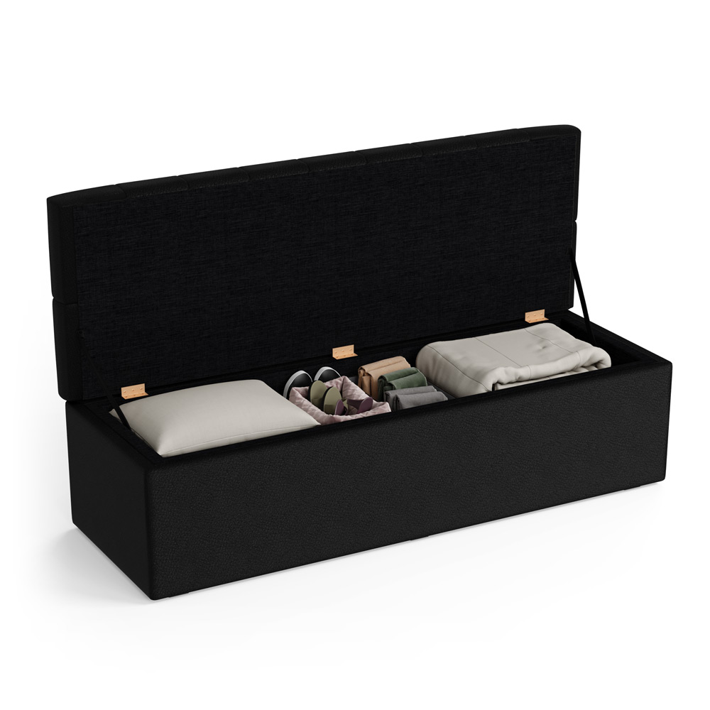 Calçadeira Sagitarius 160 Para Cama Queen Couro Artificial Preto Aradecor