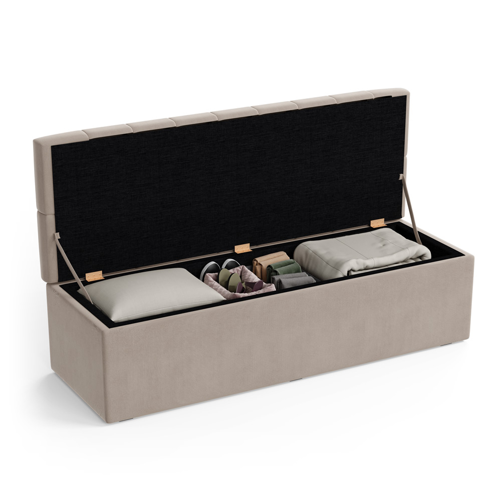 Calçadeira Sagitarius 160 Para Cama Queen Sued Bege Aradecor