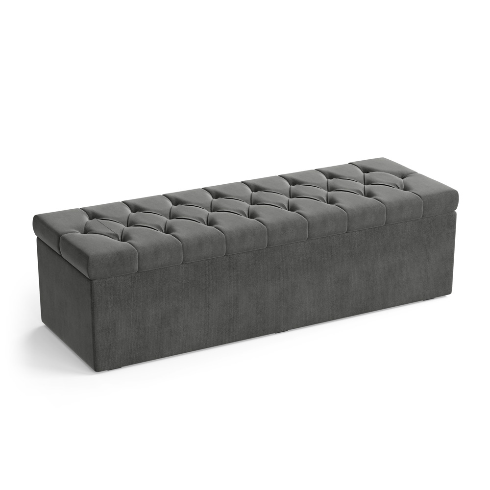 Calçadeira Sagitarius 160 Para Cama Queen Sued Cinza Aradecor