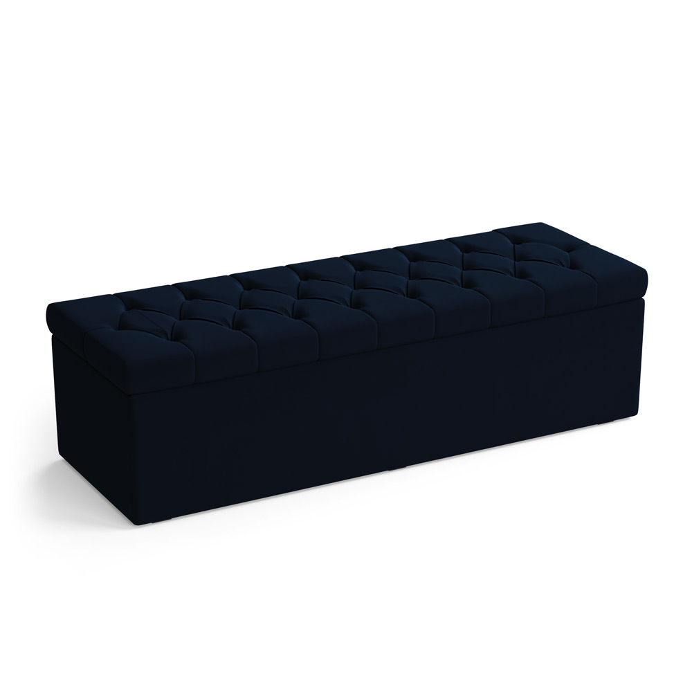 Calçadeira Sagitarius 195 Para Cama King Sued Azul Marinho Aradecor