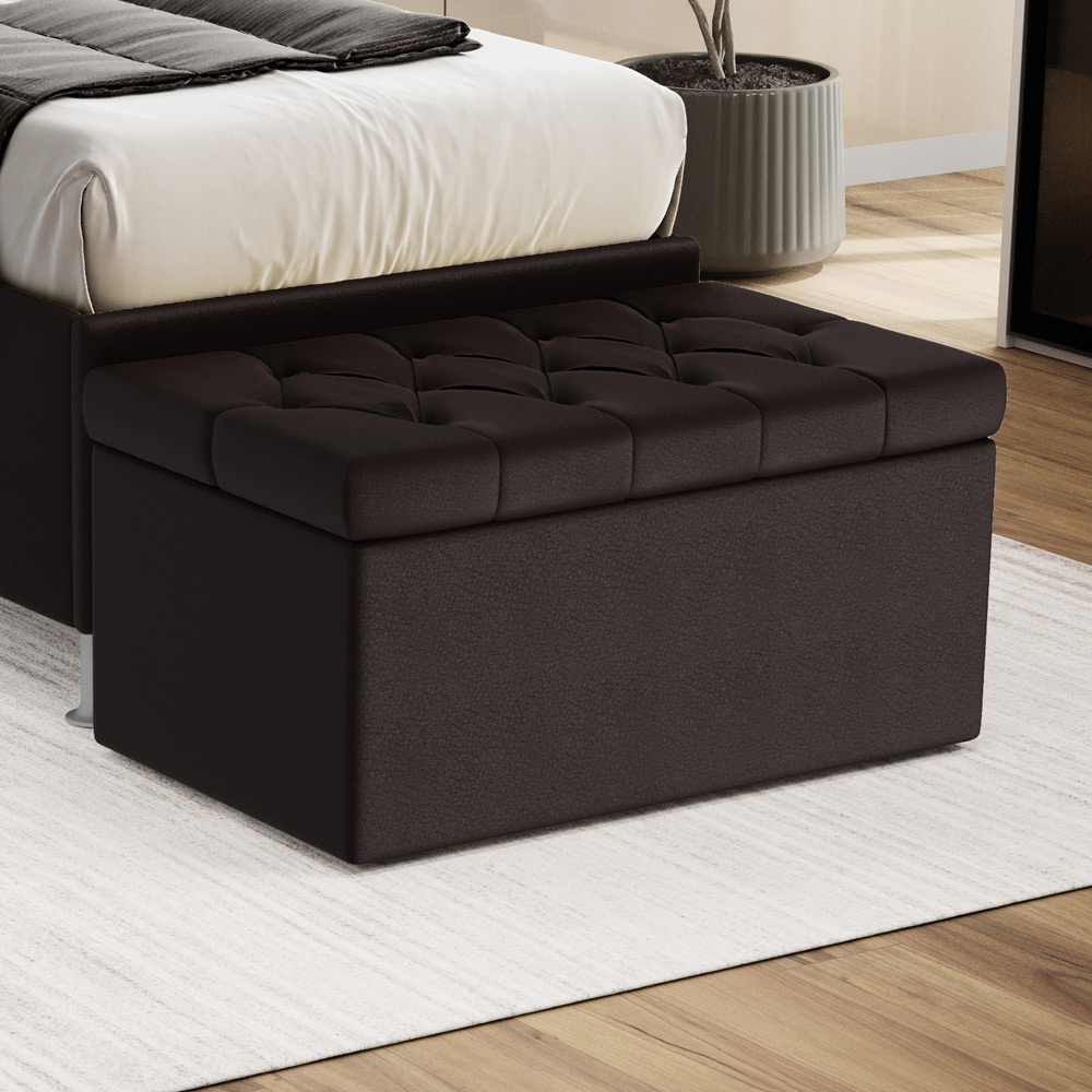 Calçadeira Sagitarius 90 Para Cama De Solteiro Couro Artificial Marrom Aradecor