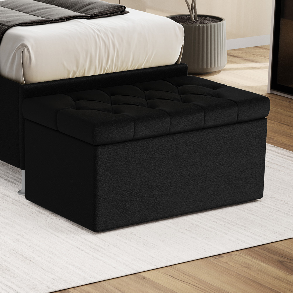 Calçadeira Sagitarius 90 Para Cama De Solteiro Couro Artificial Preto Aradecor