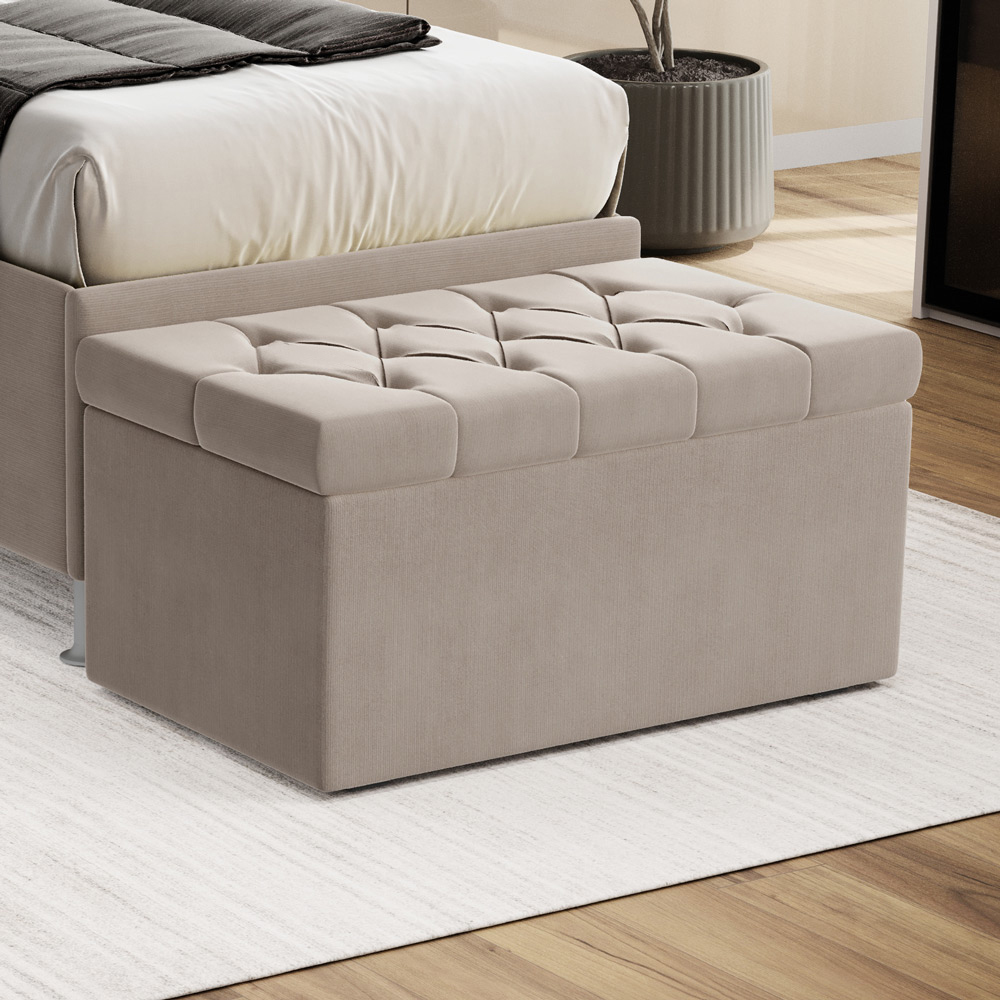 Calçadeira Sagitarius 90 Para Cama De Solteiro Sued Bege Aradecor