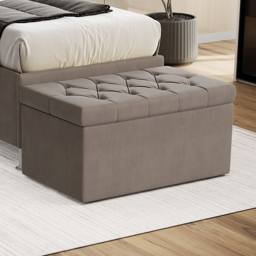 Calçadeira Sagitarius 90 Para Cama De Solteiro Sued Capuccino Aradecor