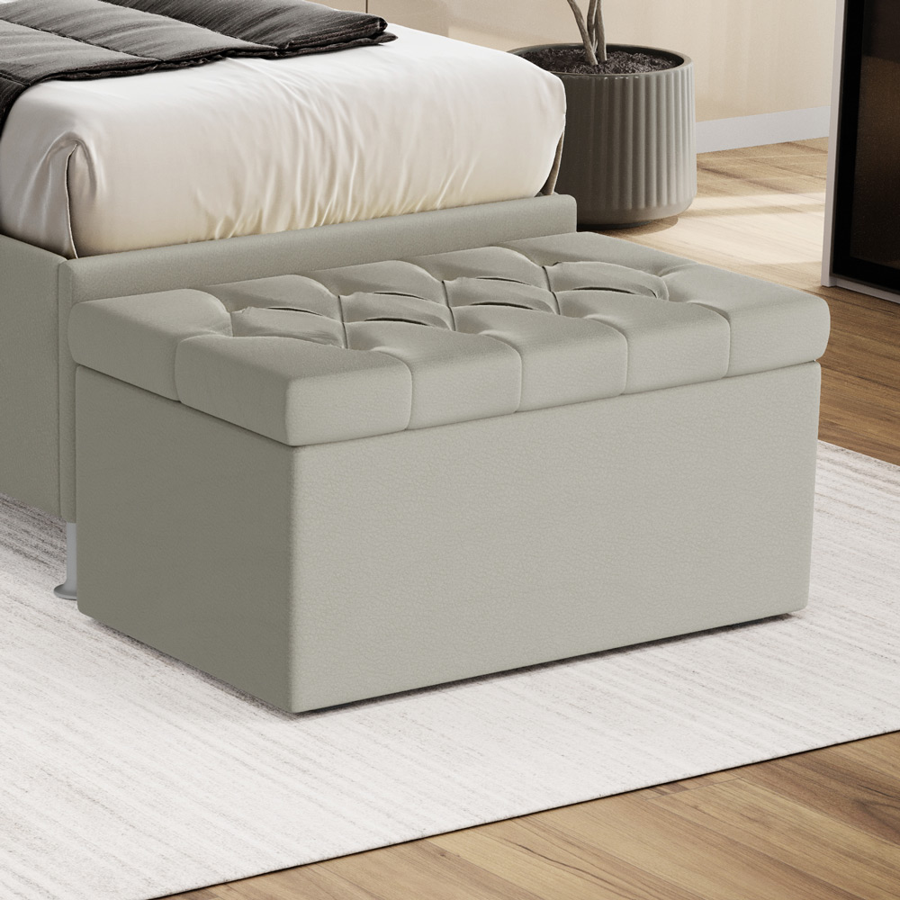 Calçadeira Sagitarius 90 Para Cama de Solteiro Courino Bege Aradecor