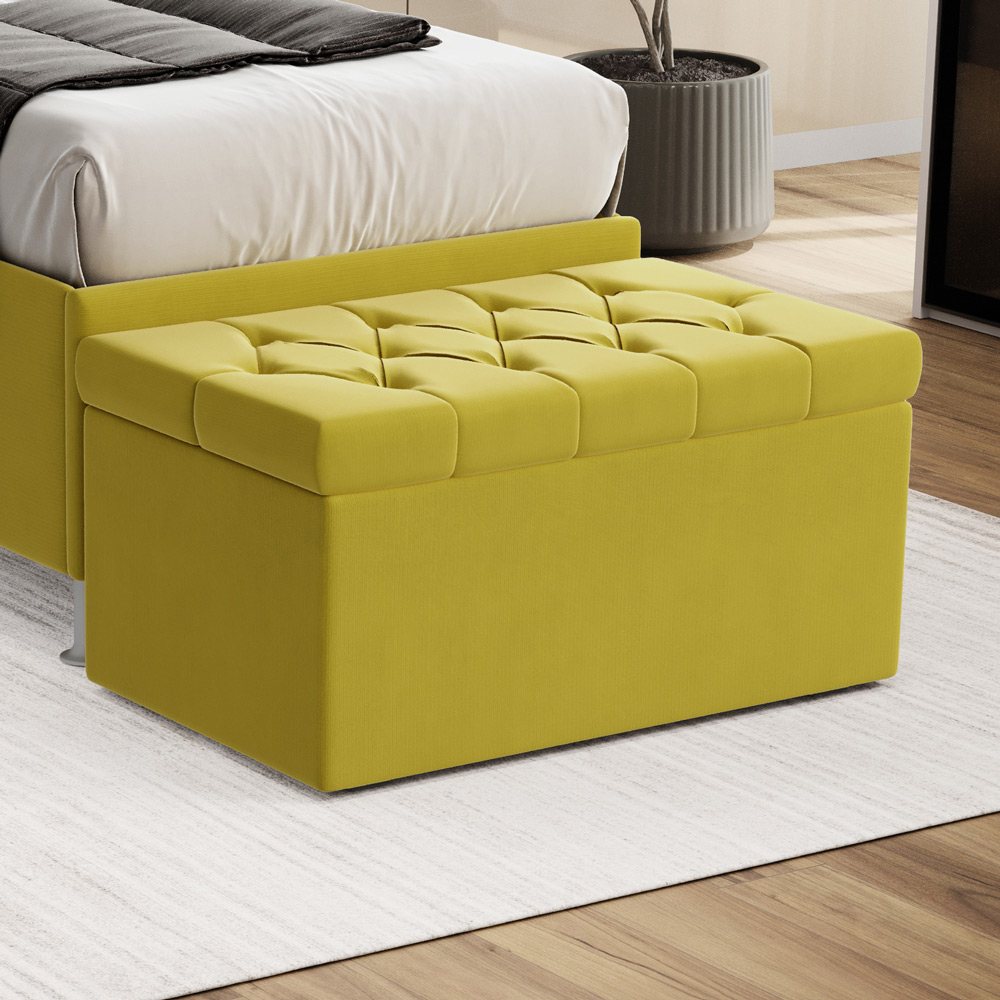 Calçadeira Sagitarius 90 Para Cama de Solteiro Sued Amarelo Aradecor