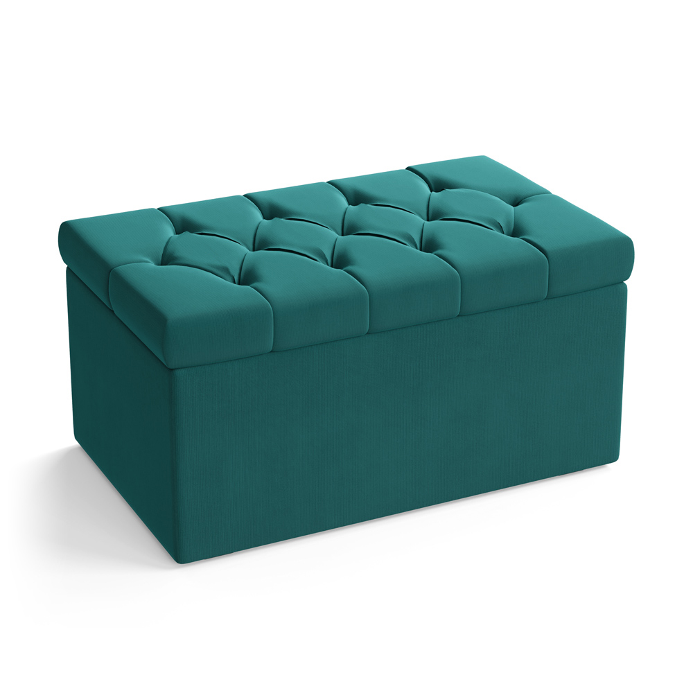 Calçadeira Sagitarius 90 Para Cama de Solteiro Suede Azul Turquesa Aradecor