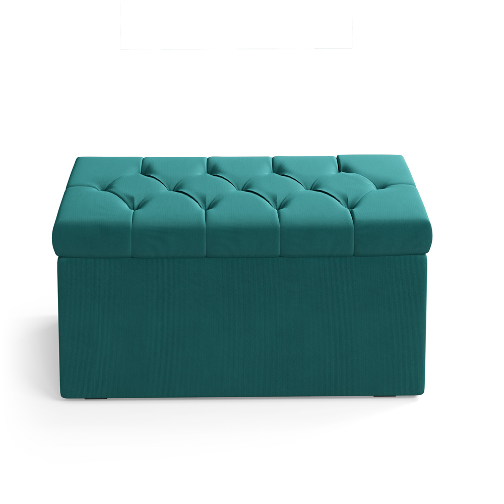 Calçadeira Sagitarius 90 Para Cama de Solteiro Suede Azul Turquesa Aradecor