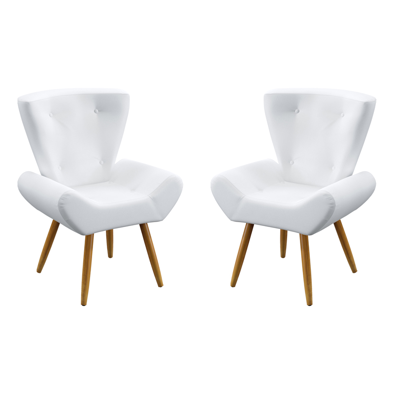 Kit 2 Poltronas Polaris Para Sala de Estar Couro Branco Aradecor