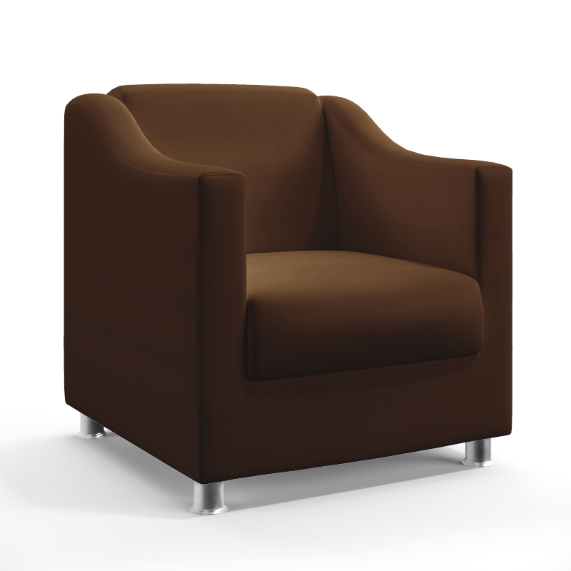 Poltrona Alya Couro Artificial Marrom Aradecor