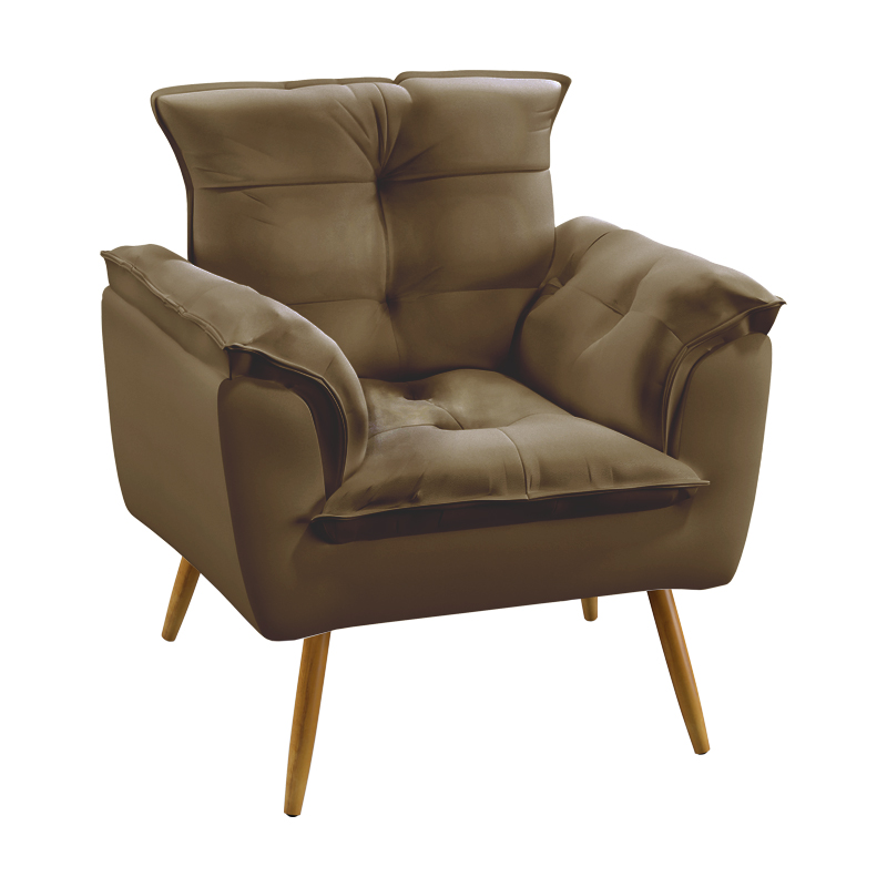 Poltrona Beta Para Sala de Estar Sued Capuccino Aradecor