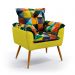 Poltrona Beta Suede Estampado Colorido com Amarelo Aradecor