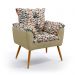 Poltrona Beta Suede Estampado Laranja com Bege Aradecor