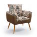 Poltrona Beta Suede Estampado Laranja com Capuccino Aradecor