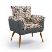 Poltrona Beta Suede Estampado Laranja com Cinza Aradecor