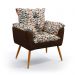 Poltrona Beta Suede Estampado Laranja com Marrom Aradecor