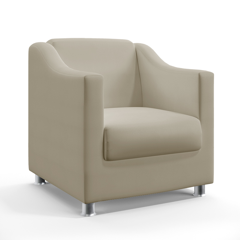 Poltrona Decorativa Alya Couro Artificial Bege Aradecor