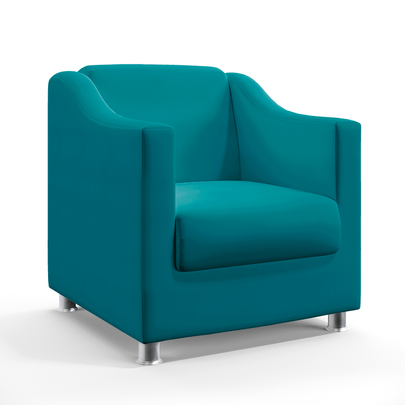 Poltrona Decorativa Alya Sued Azul Turquesa Aradecor