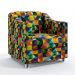 Poltrona Decorativa Alya Sued Estampado Colorido Aradecor
